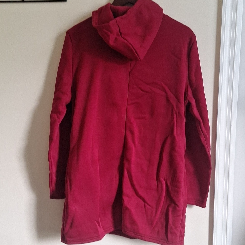 Women's Red Hooded Zip-Up Jacket Size Large - Picture 4 of 9